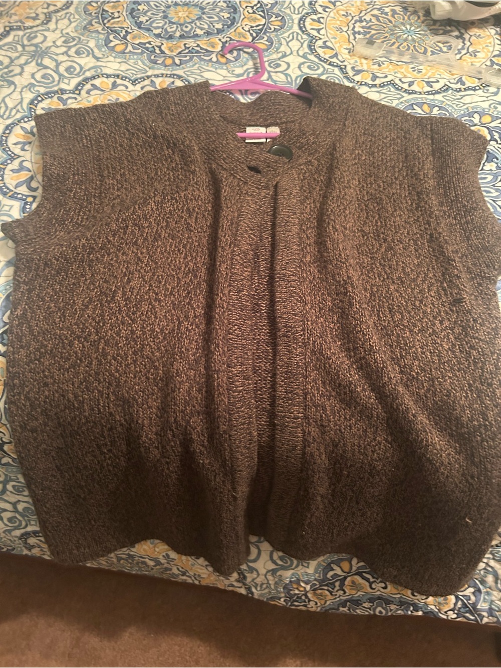 Bobbie Brooks Brown Open-Front Knit Sweater Vest